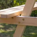 Outsunny 6 Seater Wooden Picnic Table Bench for Outdoor Garden or Patio with Parasol Cutout 150 cm Natural Wood Finish - 9