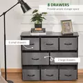 HOMCOM Chest of Drawers with 8 Foldable Drawers, 3-Tier Fabric Bedroom Dresser, Clothes Storage Unit for Bedroom Living Room, Dark Grey - 5
