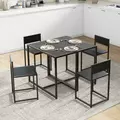 HOMCOM Dining Table and Chairs Set 2, Dining Room Sets, Rectangular Space Saving Table and 2 Chairs for Compact Kitchens, Steel Frame, Black - 9