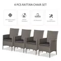 Outsunny Set of Four Rattan Armchairs, with Cushions - Grey - 4