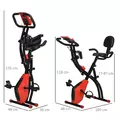 HOMCOM 2-in-1 Folding Exercise Bike with 8-Level Magnetic Resistance, Arm Resistance Band, Pulse Sensor, Red - 3