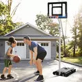 SPORTNOW 2.6-3.1m Adjustable Basketball Hoop and Basketball Stand w/ Backboard and Weighted Base, Portable on Wheels, White - 2
