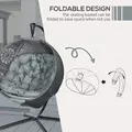 Outsunny Round Egg Basket Chair, with Steel Stand, Charcoal Grey - 6