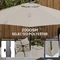 Outsunny 3 m Five-Angle Cantilever Parasol - Light Grey - 7