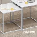 HOMCOM Square Nesting Coffee Table Set of 2, Modern Nest of Tables, Sofa Side Tables with Steel Frame for Living Room, Bedroom, Small Space, White - 6