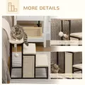 PawHut Three-Step Pet Stairs, with Sisal Scratching Board, Toy Hanging Ball, Steel Frame - 5