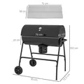 Outsunny Steel Charcoal BBQ, with Ash Catcher and Warming Rack - 3