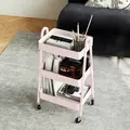 HOMCOM Three-Tier Storage Trolley - Pink - 7