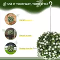 HOMCOM Set of 2 Decorative Artificial Plants, UV-protected Artificial Plant Topiary Rose Balls, Fake Plants for Home Indoor outdoor Decor, 28cm, White - 6