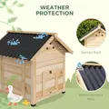 PawHut Wooden Duck House with Double Doors, Openable Roof, Ventilation Holes, Removable Base, Natural Wood Finish - 6