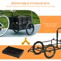 HOMCOM Steel Trailer for Bike, Bicycle Cargo Trailer with 65L Foldable Storage Box and Safe Reflectors, Max Load 40KG, Black - 4