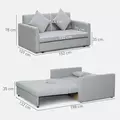 HOMCOM 2 Seater Sofa Bed with Hidden Storage, Pull Out Convertible Bed Settee, Modern Linen Loveseat Sofa Sleeper with 2 Cushions for Living Room, Guest Room, Light Grey - 3