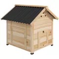 PawHut Wooden Duck House with Double Doors, Openable Roof, Ventilation Holes, Removable Base, Natural Wood Finish - 1