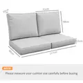 Outsunny 2 Seater Back and Seat Cushion Pillows Replacement, Patio Chair Cushions Set for Indoor Outdoor, Light Grey - 3
