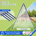 Outsunny Four-In-One Metal Garden Swing Set, with Double Swings, Glider, Slider, Ladder - Orange and Blue - 4