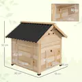 PawHut Wooden Duck House with Double Doors, Openable Roof, Ventilation Holes, Removable Base, Natural Wood Finish - 3