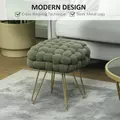 HOMCOM Velvet-Feel Bold Woven Footstool - Green - 4