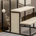 PawHut Three-Step Pet Stairs, with Sisal Scratching Board, Toy Hanging Ball, Steel Frame - 9