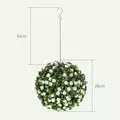HOMCOM Set of 2 Decorative Artificial Plants, UV-protected Artificial Plant Topiary Rose Balls, Fake Plants for Home Indoor outdoor Decor, 28cm, White - 3