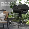 Outsunny Steel Charcoal BBQ, with Ash Catcher and Warming Rack - 7