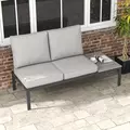 Outsunny 2 Seater Back and Seat Cushion Pillows Replacement, Patio Chair Cushions Set for Indoor Outdoor, Light Grey - 2