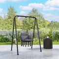 Outsunny Hanging Chair Outdoor Hammock Chair with Soft Cushion, Cotton Rope Boho Style Swing Chair, Hanging Garden Swing Seat for Indoor Outdoor, Dark Grey - 2