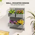Outsunny Wall-mounted Wooden Garden Planters with Trellis, Drainage Holes and 3 Planter Boxes for Patio, Grey - 4