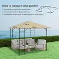 Outsunny 3 x 3(m) Gazebo Canopy Replacement Cover, Garden Gazebo Roof Replacement with Drain Holes, Water Resistant PVC Coating, 370g/㎡, UPF30+, TOP COVER ONLY, Beige - 3