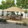 Outsunny 3 x 4m Gazebo Canopy Replacement Cover, Gazebo Roof Replacement (TOP COVER ONLY), Khaki - 2