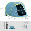Outsunny Two-Man Pop-Up Dome Tent, with Accessories - Blue - 3