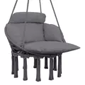 Outsunny Hanging Chair Outdoor Hammock Chair with Soft Cushion, Cotton Rope Boho Style Swing Chair, Hanging Garden Swing Seat for Indoor Outdoor, Dark Grey - 1