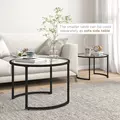 HOMCOM Two-Piece Nest of Glass-Top Coffee Tables - 5
