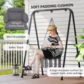Outsunny Hanging Chair Outdoor Hammock Chair with Soft Cushion, Cotton Rope Boho Style Swing Chair, Hanging Garden Swing Seat for Indoor Outdoor, Dark Grey - 4