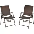Outsunny Set of Two Folding Rattan Seat Chairs - Brown - 1
