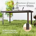 Outsunny Metal Garden Coffee Table, Rectangular Outdoor Side Table with Woodgrain Tabletop, Foot Pads for Outside, Garden, Balcony, Porch, 95 x 55 x 46cm, Brown - 5