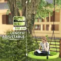 AIYAPLAY 100cm Diameter Nest Seat for Kids with Height Adjustable Hanging Ropes for Outdoor, Playground, Garden, Green - 6