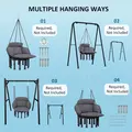 Outsunny Hanging Chair Outdoor Hammock Chair with Soft Cushion, Cotton Rope Boho Style Swing Chair, Hanging Garden Swing Seat for Indoor Outdoor, Dark Grey - 7