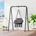 Outsunny Hanging Chair Outdoor Hammock Chair with Soft Cushion, Cotton Rope Boho Style Swing Chair, Hanging Garden Swing Seat for Indoor Outdoor, Dark Grey - 9