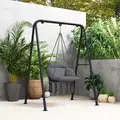 Outsunny Hanging Chair Outdoor Hammock Chair with Soft Cushion, Cotton Rope Boho Style Swing Chair, Hanging Garden Swing Seat for Indoor Outdoor, Dark Grey - 8
