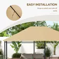 Outsunny 3 x 4m Gazebo Canopy Replacement Cover, Gazebo Roof Replacement (TOP COVER ONLY), Khaki - 6