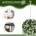HOMCOM Set of 2 Decorative Artificial Plants, UV-protected Artificial Plant Topiary Rose Balls, Fake Plants for Home Indoor outdoor Decor, 28cm, White - 4