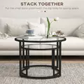 HOMCOM Two-Piece Nest of Glass-Top Coffee Tables - 4