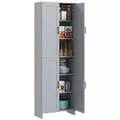 HOMCOM Freestanding Kitchen Cupboard, 4-Door Storage Cabinet with Adjustable Shelves, Modern Kitchen Pantry for Dining Room, 170cm, Grey - 1