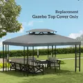 Outsunny Gazebo Roof Replacement, for 3 x 4m Frames - Grey - 7