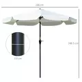 Outsunny 2.7m Patio Parasol Garden Umbrellas Outdoor Sun Shade Table Umbrella with Tilt, Crank, 8 Ribs, Ruffles, White - 3