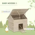 PawHut Wooden Duck House Poultry Coop for 2-4 Ducks with Openable Roof Raised Feet Air Holes Natural - 4