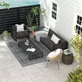 Outsunny 182 x 274cm Reversible Patterned Outdoor Rug, with Bag - Black/Grey - 2
