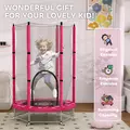 AIYAPLAY 4.6ft Toddler Trampoline w/ Safety Enclosure Net, for Indoor Outdoor Use, Ages 3-6 Years, Pink - 8