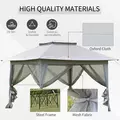 Outsunny 3.6 x 3.6 m Pop up Gazebo with Netting, Height Adjustable Party Tent Instant Canopy Sun Shade Shelter, Grey - 6