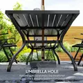 Outsunny Seven-Piece Steel Outdoor Dining Set, with Parasol Hole - Khaki - 6